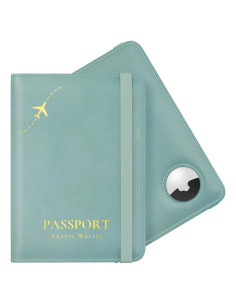 Portapasaportes Stouchi RFID con Ranura para AirTag - Azul Cielo