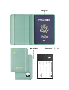 Portapasaportes Stouchi RFID con Ranura para AirTag - Azul Cielo 2