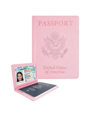 Cubierta de Pasaporte de Cuero Sizobi Rosa con Bloqueo RFID