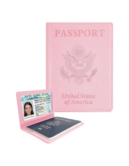 Cubierta de Pasaporte de Cuero Sizobi Rosa con Bloqueo RFID