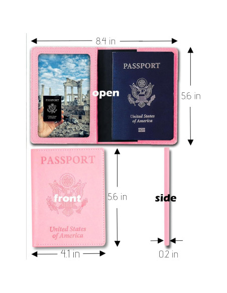 Cubierta de Pasaporte de Cuero Sizobi Rosa con Bloqueo RFID