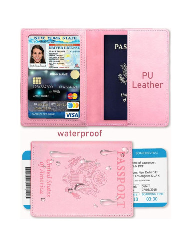 Cubierta de Pasaporte de Cuero Sizobi Rosa con Bloqueo RFID