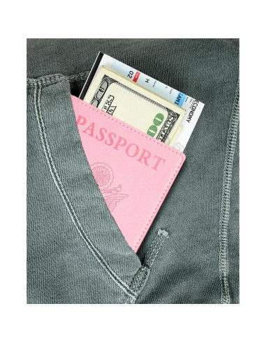 Cubierta de Pasaporte de Cuero Sizobi Rosa con Bloqueo RFID