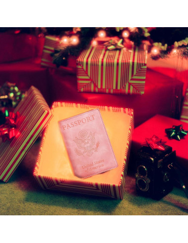 Cubierta de Pasaporte de Cuero Sizobi Rosa con Bloqueo RFID