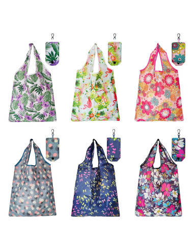 6 Bolsas de Compras Reutilizables HIQU Ecológicas Plegables 58x38cm