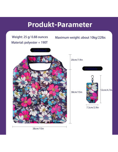 6 Bolsas de Compras Reutilizables HIQU Ecológicas Plegables 58x38cm