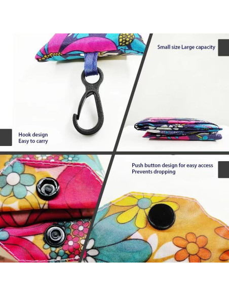 6 Bolsas de Compras Reutilizables HIQU Ecológicas Plegables 58x38cm