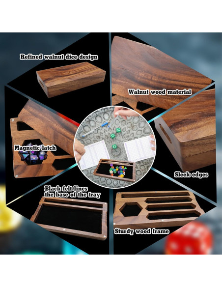 Caja de Dados de Nogal SENONAPO 2 Pcs 12.2x22.9x4.1cm