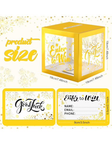 Caja de Rifa Spiareal Blanca y Dorada con 36 Tarjetas