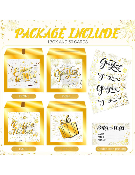 Caja de Rifa Spiareal Blanca y Dorada con 36 Tarjetas