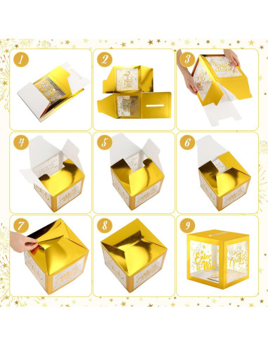 Caja de Rifa Spiareal Blanca y Dorada con 36 Tarjetas