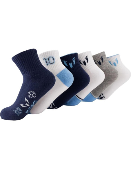 Calcetines de Tobillo Messi para Niños - Paquete de 6 - Suaves y Elásticos