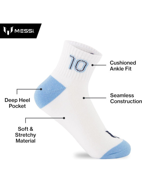 Calcetines de Tobillo Messi para Niños - Paquete de 6 - Suaves y Elásticos