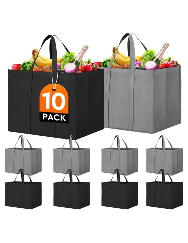 Bolsas de Compras Reutilizables WISELIFE 10 Piezas 22.68 kg