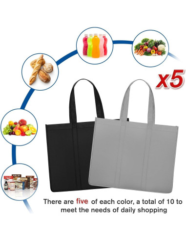 Bolsas de Compras Reutilizables WISELIFE 10 Piezas 22.68 kg