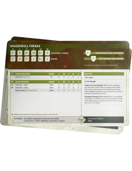 Tarjetas de Ficha Orkos Games Workshop 16.5x11.4 cm