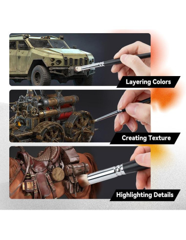 Set de Pinceles Secos Transon 8 Piezas para Miniaturas