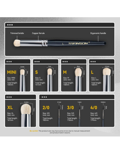 Set de Pinceles Secos Transon 8 Piezas para Miniaturas