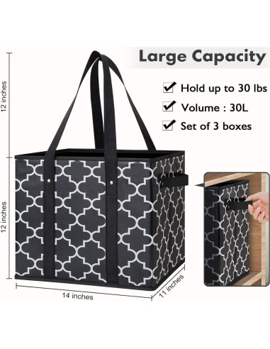 Bolsas de Compras Reutilizables WiseLife 3-Pack Plegables 15 kg