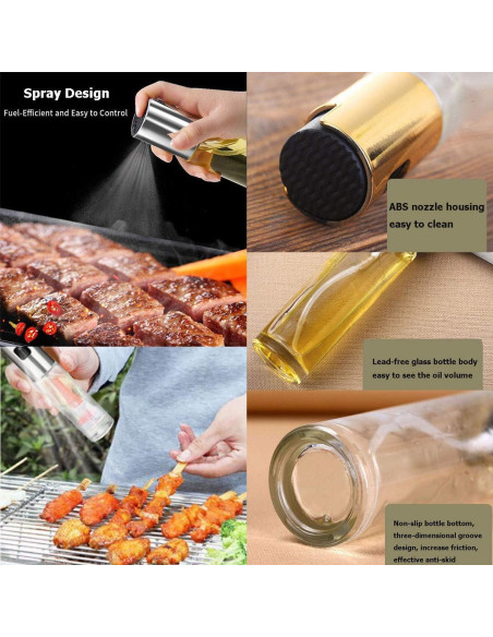 Rociador de Aceite de Oliva UpTuoLi 100ml Vidrio Oro