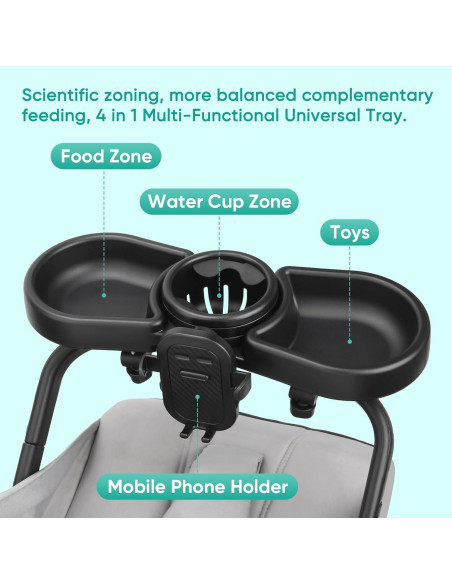 Bandeja para bocadillos MYPIN 4 en 1 para cochecito