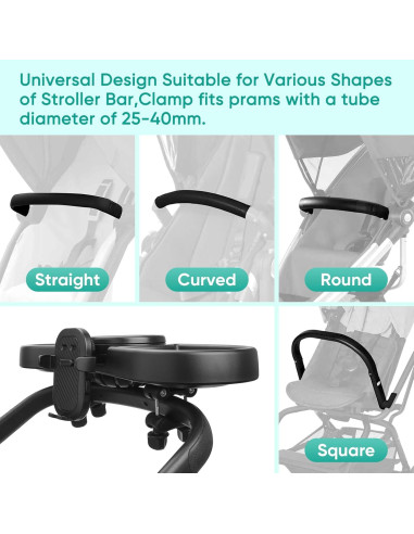 Bandeja para bocadillos MYPIN 4 en 1 para cochecito