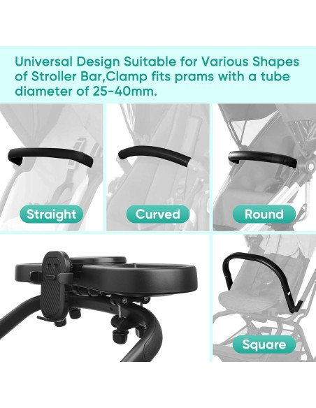 Bandeja para bocadillos MYPIN 4 en 1 para cochecito