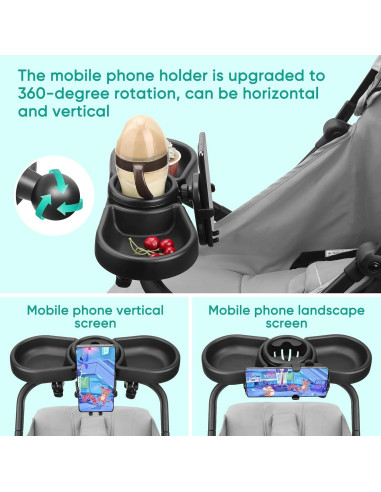 Bandeja para bocadillos MYPIN 4 en 1 para cochecito