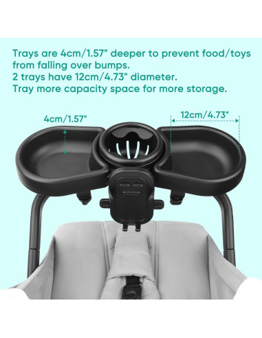 Bandeja para bocadillos MYPIN 4 en 1 para cochecito