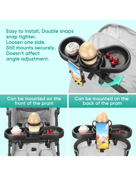 Bandeja para bocadillos MYPIN 4 en 1 para cochecito