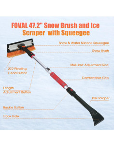 Cepillo de Nieve FOVAL 120 cm con Raspador de Hielo y Limpiaparabrisas 2