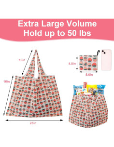 Bolsas de Compras Reutilizables Plegables 22.68 kg Rosa - 2 Piezas 2