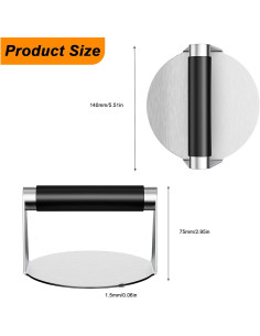 Prensa para Hamburguesas de Acero Inoxidable 14 cm - QBXMY7 2