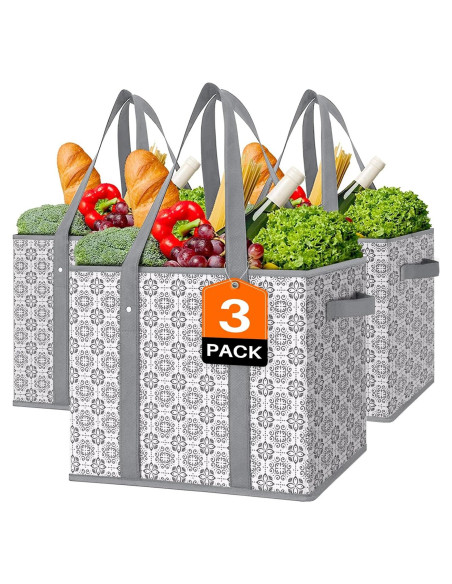 Bolsas de Compras Reutilizables WiseLife 3 PCS Resistente al Agua
