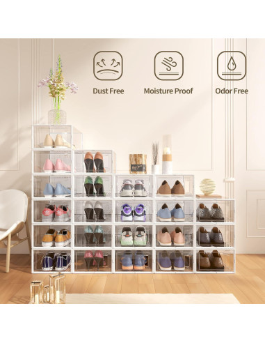 12 Cajas Organizadoras de Zapatos Secret Space Extra Grande