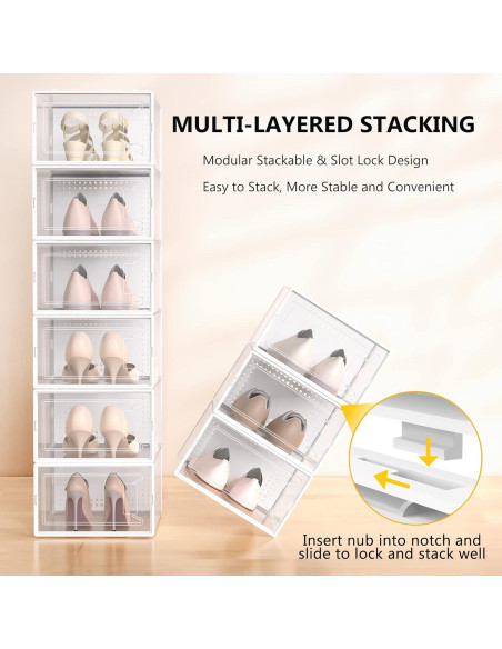12 Cajas Organizadoras de Zapatos Secret Space Extra Grande