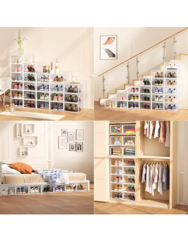 12 Cajas Organizadoras de Zapatos Secret Space Extra Grande