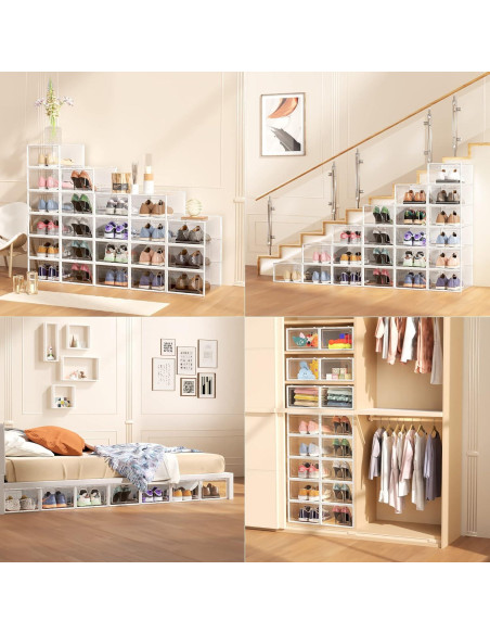 12 Cajas Organizadoras de Zapatos Secret Space Extra Grande