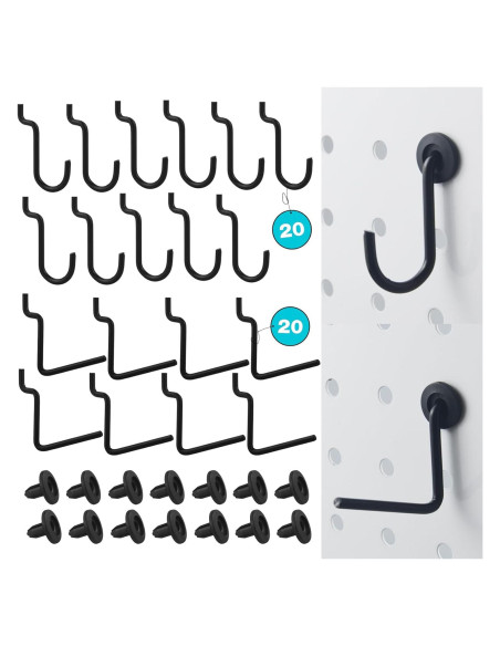 Ganchos en J G.CORE para Tableros Perforados - Juego de 40