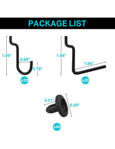 Ganchos en J G.CORE para Tableros Perforados - Juego de 40 2