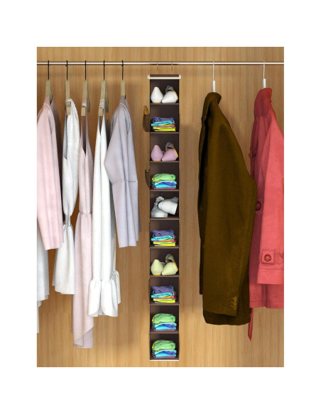 Organizador de Zapatos Colgante Libeder 10 Estantes Café