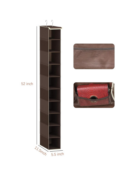 Organizador de Zapatos Colgante Libeder 10 Estantes Café