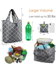 BeeGreen Bolsas de Compras Reutilizables Plegables - 6 Unidades 22.68 kg 2