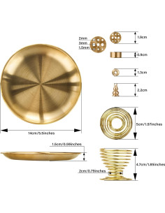 Soporte de Incienso 5 en 1 ZenBless de Latón 14 cm Oro 2