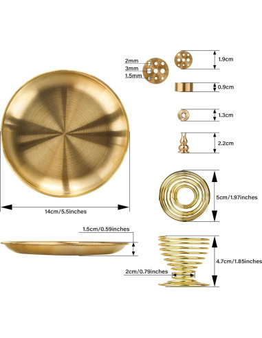 Soporte de Incienso 5 en 1 ZenBless de Latón 14 cm Oro
