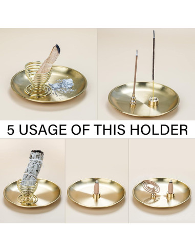 Soporte de Incienso 5 en 1 ZenBless de Latón 14 cm Oro