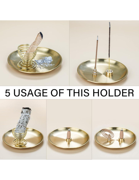 Soporte de Incienso 5 en 1 ZenBless de Latón 14 cm Oro