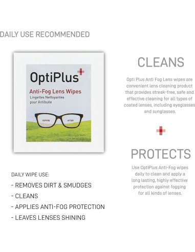 Toallitas de limpieza OptiPlus Anti Fog - 100 unidades