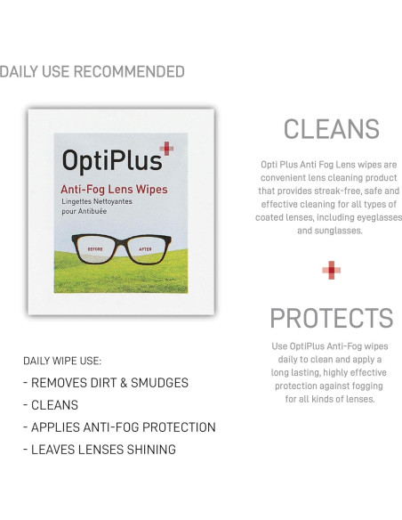 Toallitas de limpieza OptiPlus Anti Fog - 100 unidades