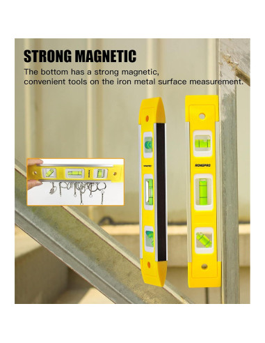 Nivel de Torpedo RONGPRO 22.86 cm Magnético 3 Burbujas